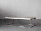 Arielle Rectangle Coffee Table with Fossilized Clamshell Top Iron Base Sofa Center Tea Table