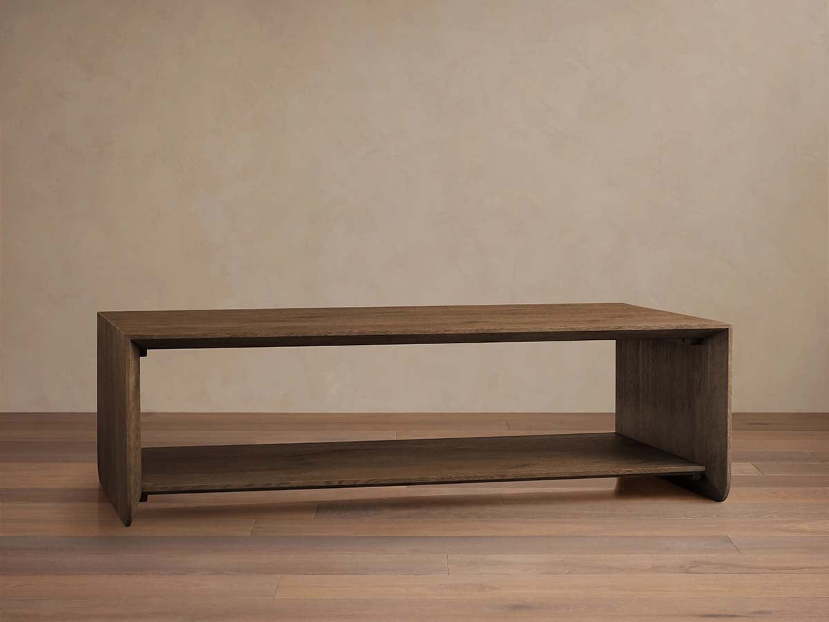 Felton Rectangular Coffee Table Solid Oak Cocktail Table Minimalist Rural Style Living Room Center Tea Table