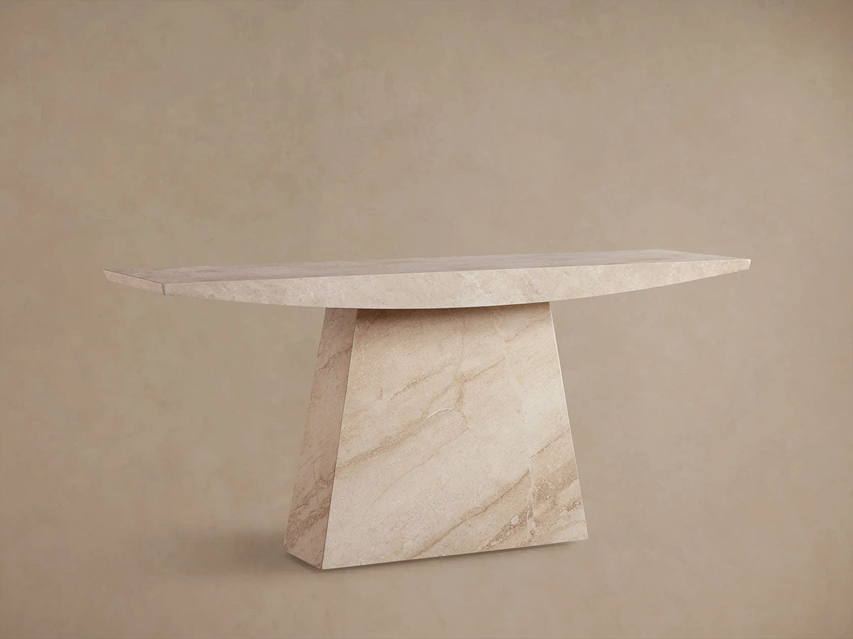 Ilaria Coralle Marble Stone Entryway Console Table with Natural Beige Stone Hallway Entrance Table