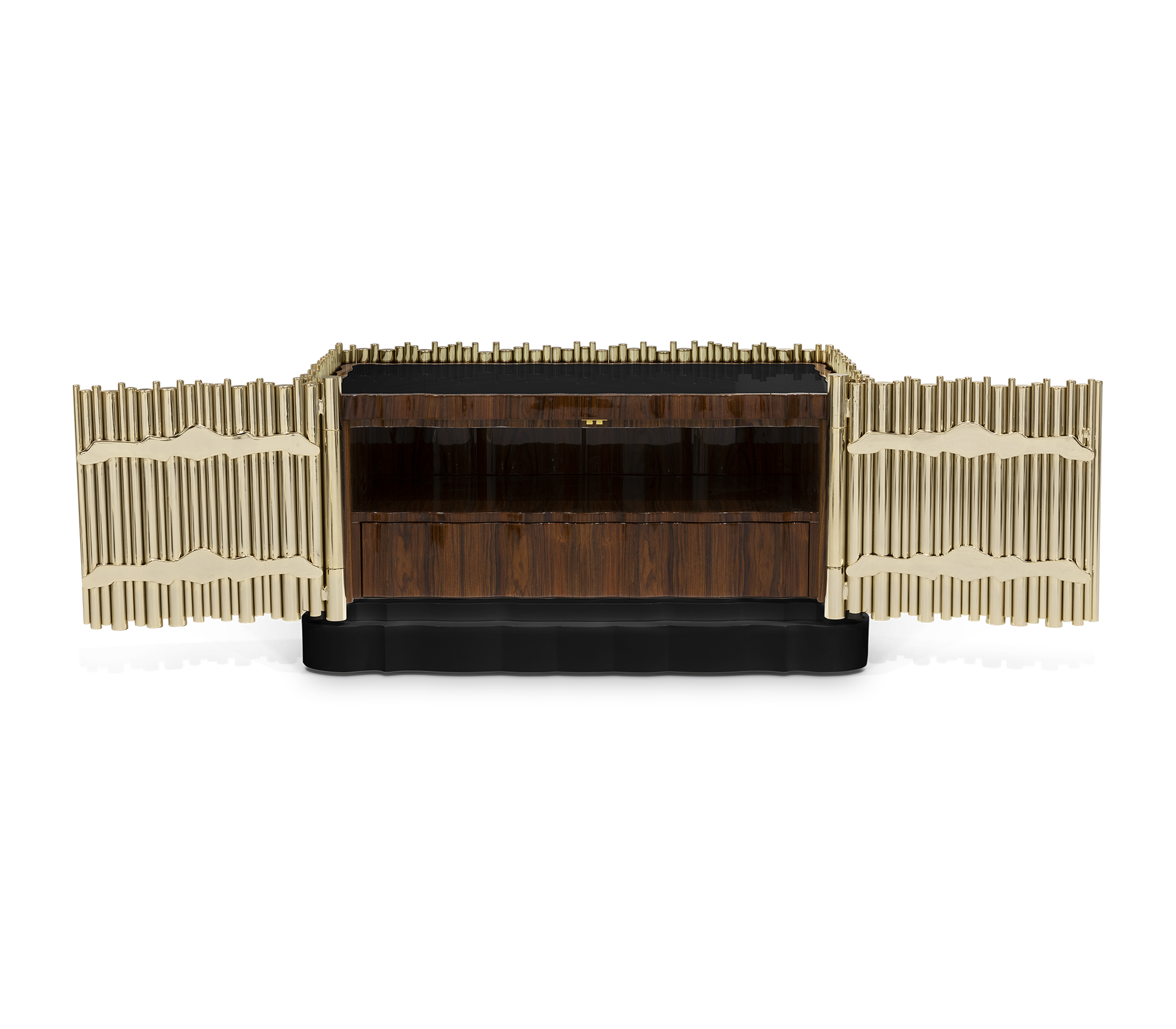 Symphony Tubular Gold Plated Modern Luxury Nightstand