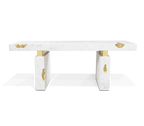 Empire Cracked Brass Inlay Marble Luxury Desk