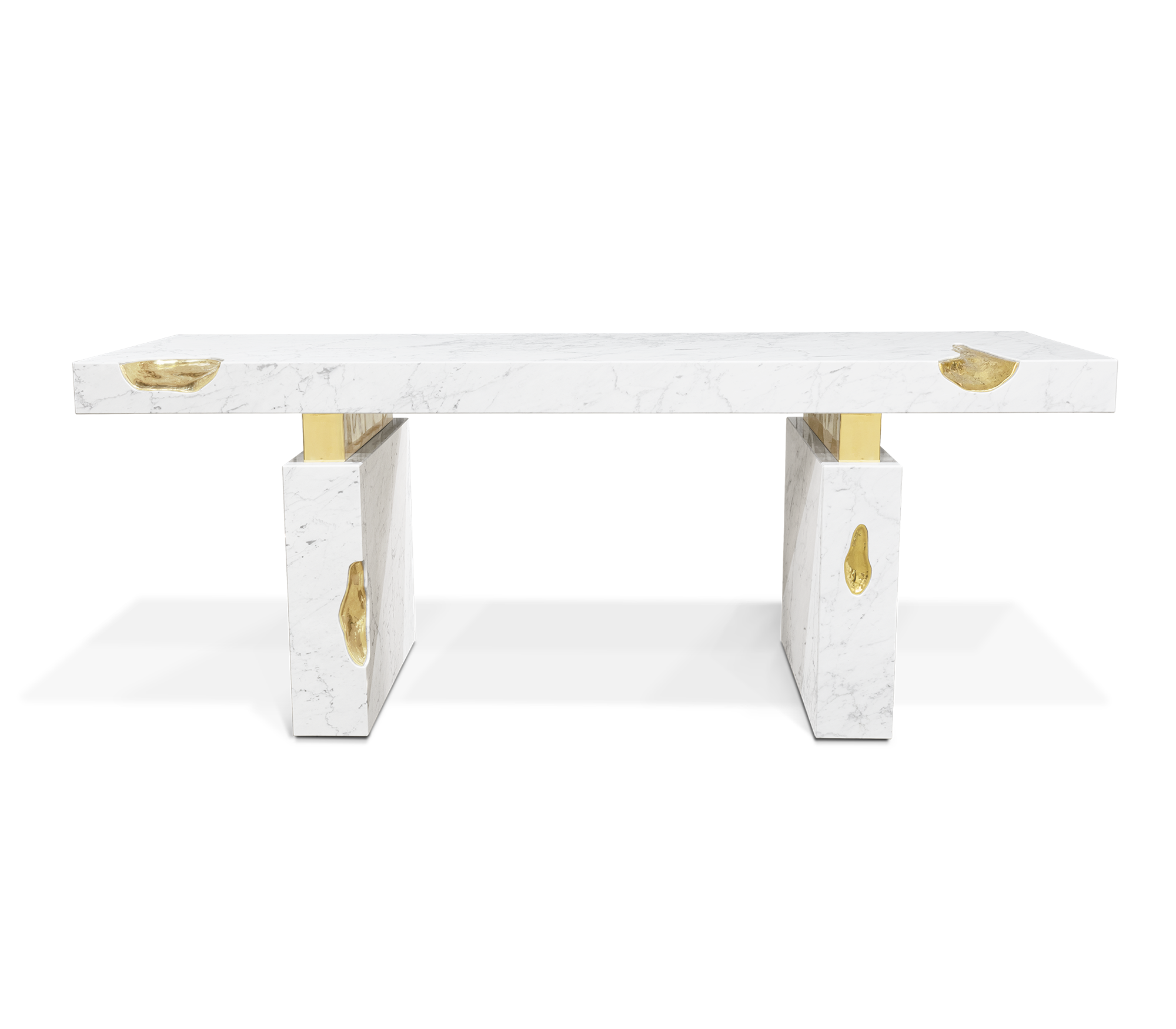 Empire Cracked Brass Inlay Marble Luxury Desk