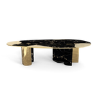 Ophelia Oval Carrara Marble & Gold Dining Table