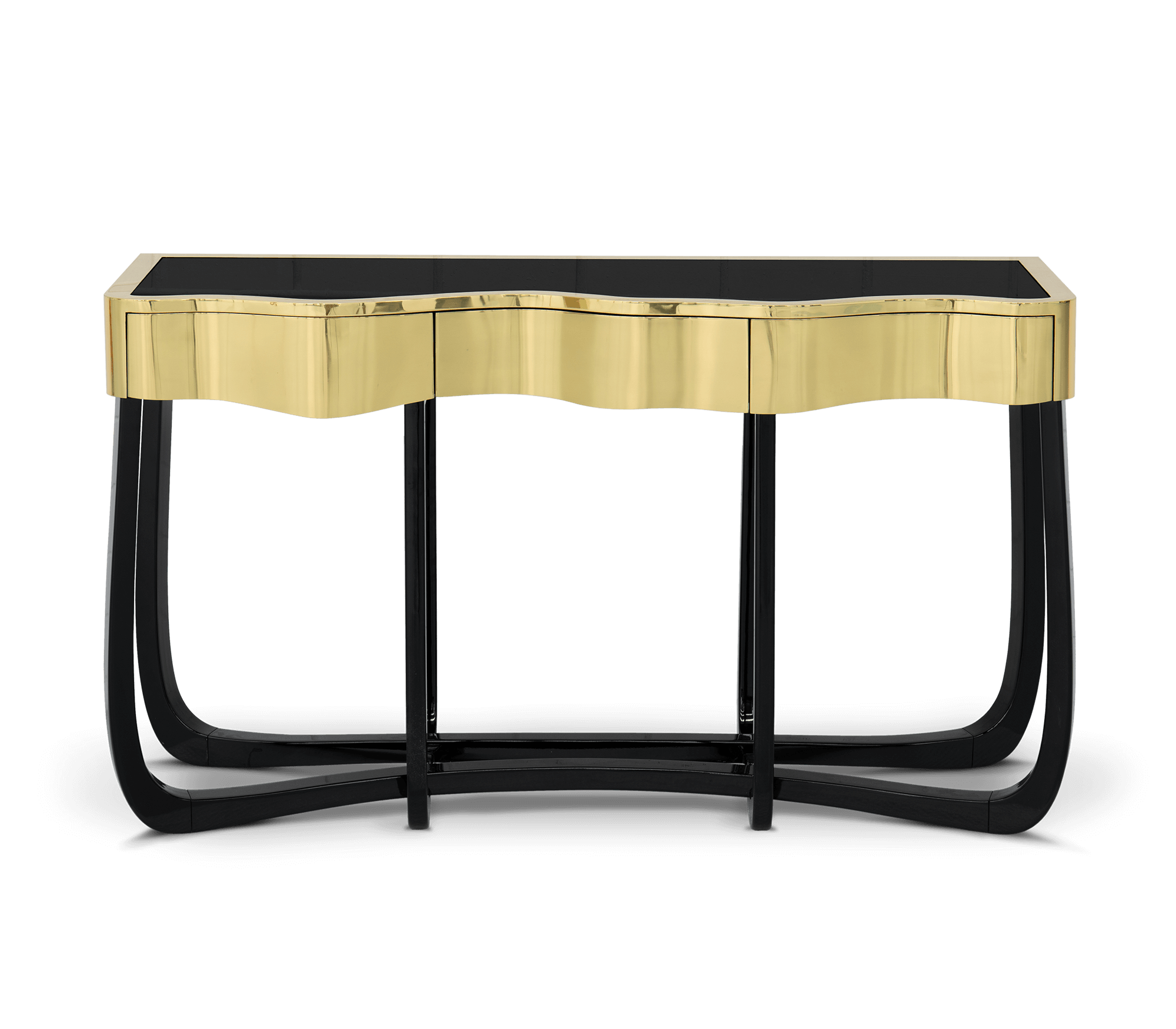 Sinuous Consoles Patina Brass Wave Entryways Cabinet Table