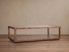 Corey Rectangle Coffee Table with Mappa Burl Wood & Glass Tabletop Sofa Center Tea Table Cocktail Table