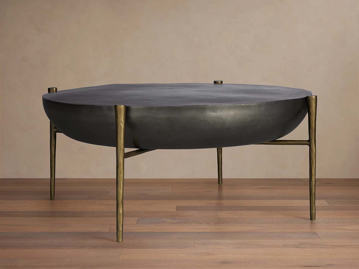 Donovan Coffee Table Cast Aluminum Metal Top Round Living Room Center Tea Table