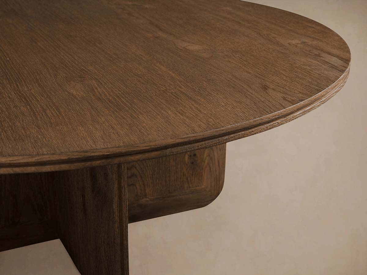 Felton Round Coffee Table Solid Oak Wood Center Tea Table Minimalist Rural Style