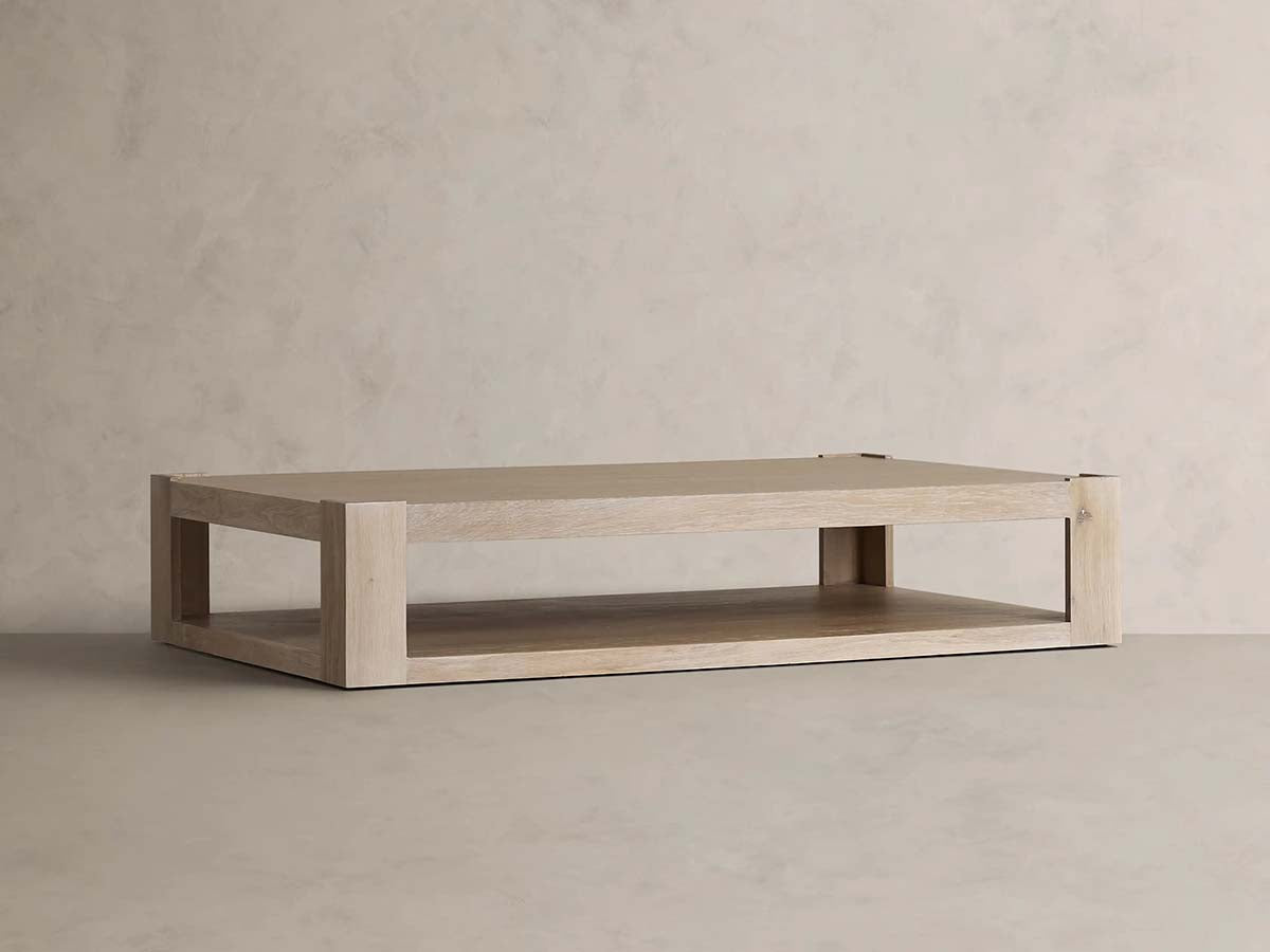 Devon Rectangular Parson-Style Coffee Table Natural Oak Wood Living Room Center Tea Table