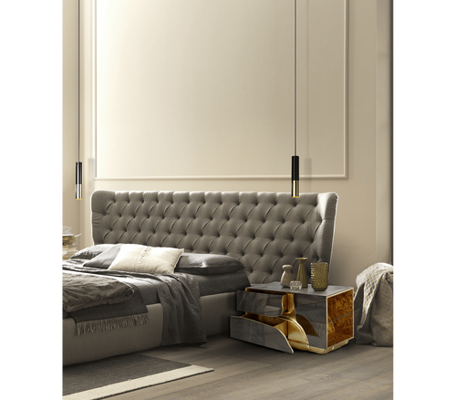 Lapiaz Cracked Stone Mirrored Luxury Nightstand