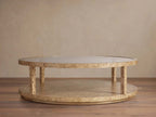 Corey Mappa Burl Round Coffee Table Glass Tabletop Cocktail Table Sofa Center Tea Table