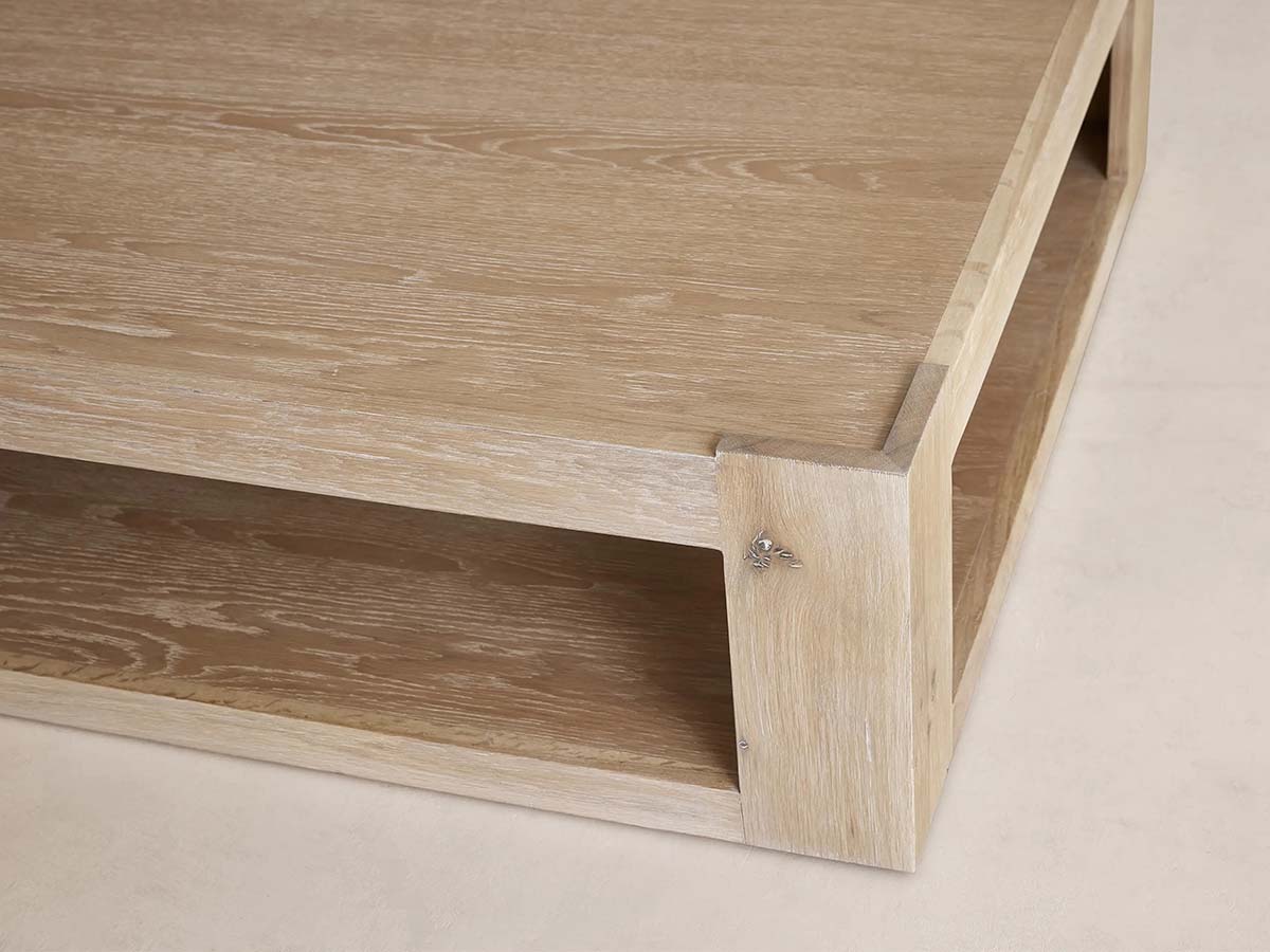 Devon Rectangular Parson-Style Coffee Table Natural Oak Wood Living Room Center Tea Table