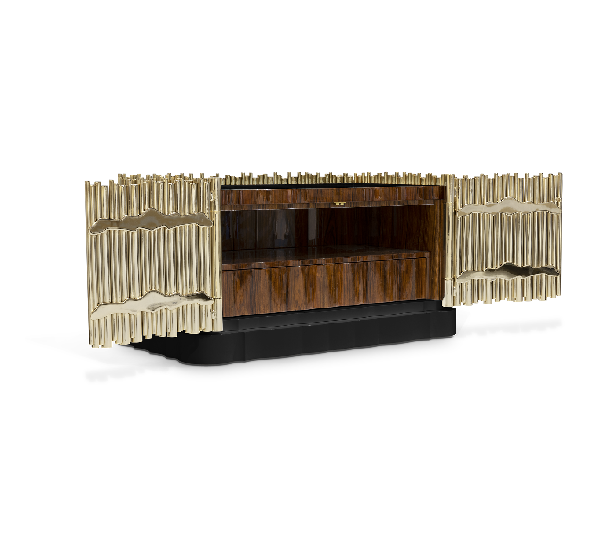 Symphony Tubular Gold Plated Modern Luxury Nightstand
