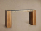 Acacius Wood & Steel Entrance Console Table Distressed Wallway Entrance Table