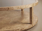 Corey Mappa Burl Round Coffee Table Glass Tabletop Cocktail Table Sofa Center Tea Table
