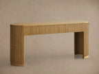 Finnley Reeded Solid Oak Wood Console Entrance Table Rural Style Hallway Entryway Table