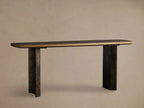 Polanco Ash Burl Entrance Console Wood Hallway Entryway Table With Steel Base Natural Style
