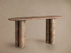 Serafin Natural Stone Entryway Console Table Vintage Style Hallway Entrance Table with Column Legs