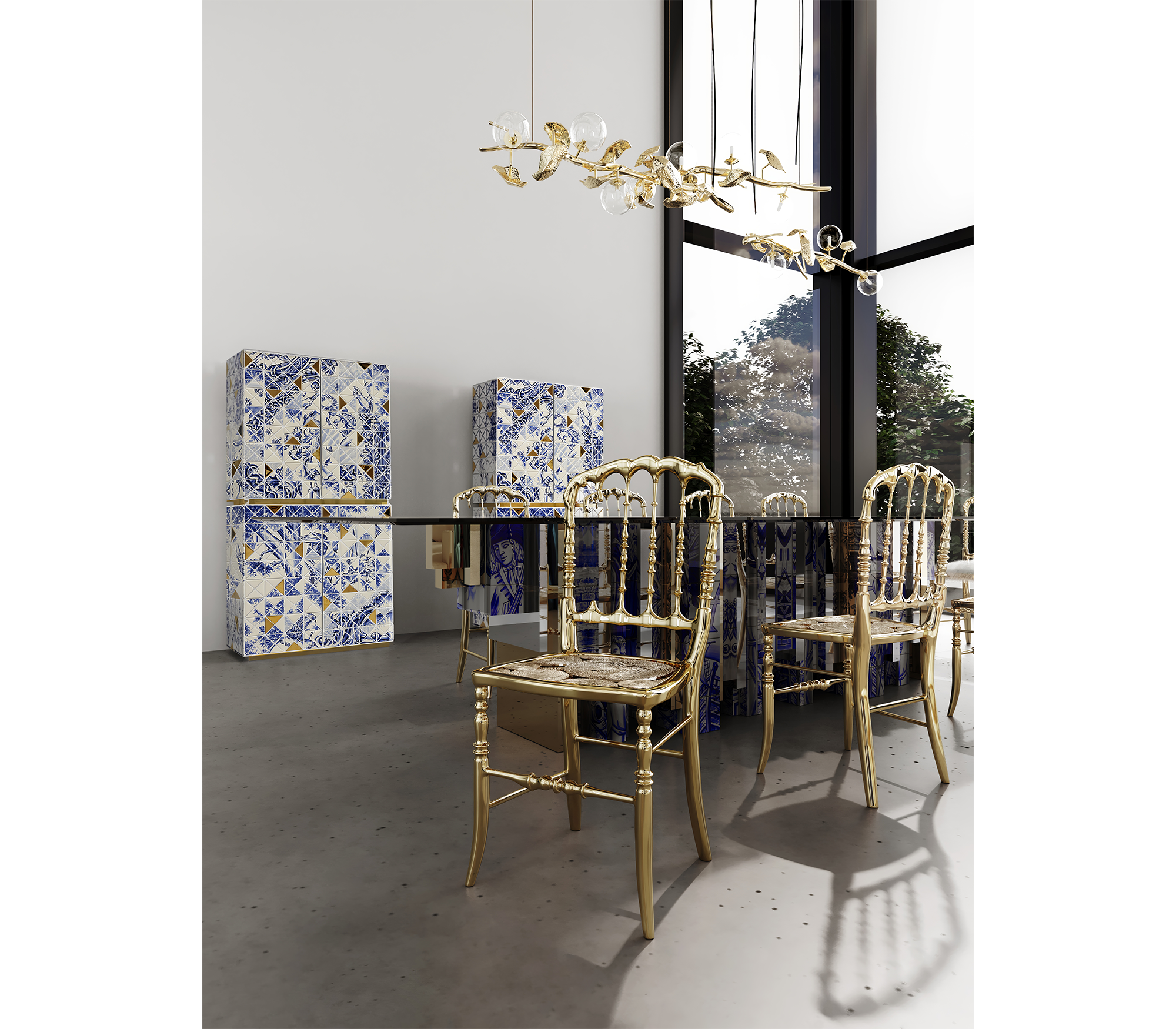 Emporium Gold Surrealist Cast Aluminium Sculpture Dining Chair