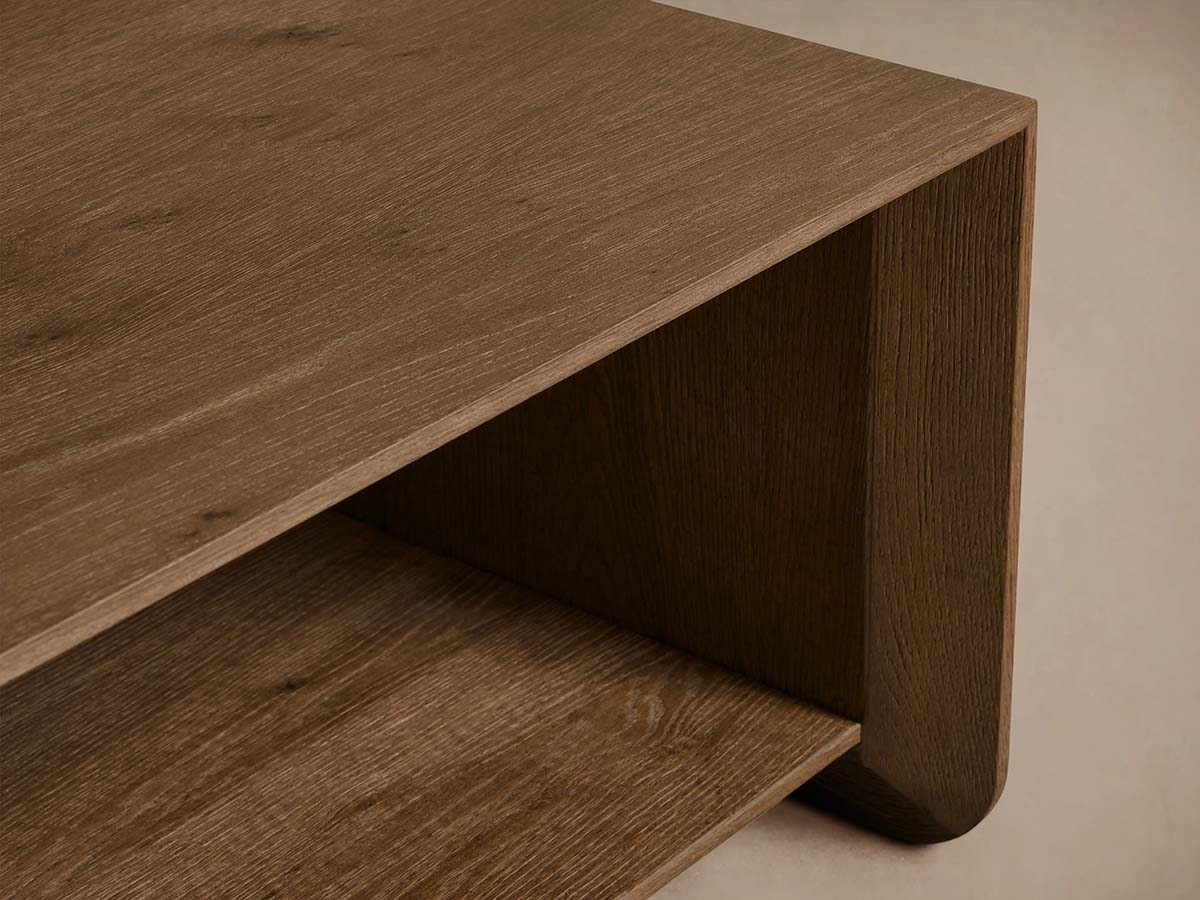 Felton Rectangular Coffee Table Solid Oak Cocktail Table Minimalist Rural Style Living Room Center Tea Table