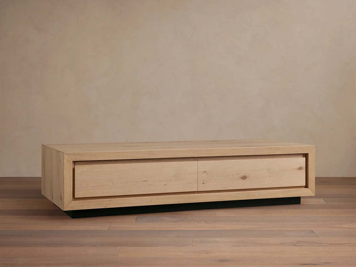 Sullivan Rectangular Storage Coffee Table Wood Oak Center Tea Table in Soft-Close Drawers