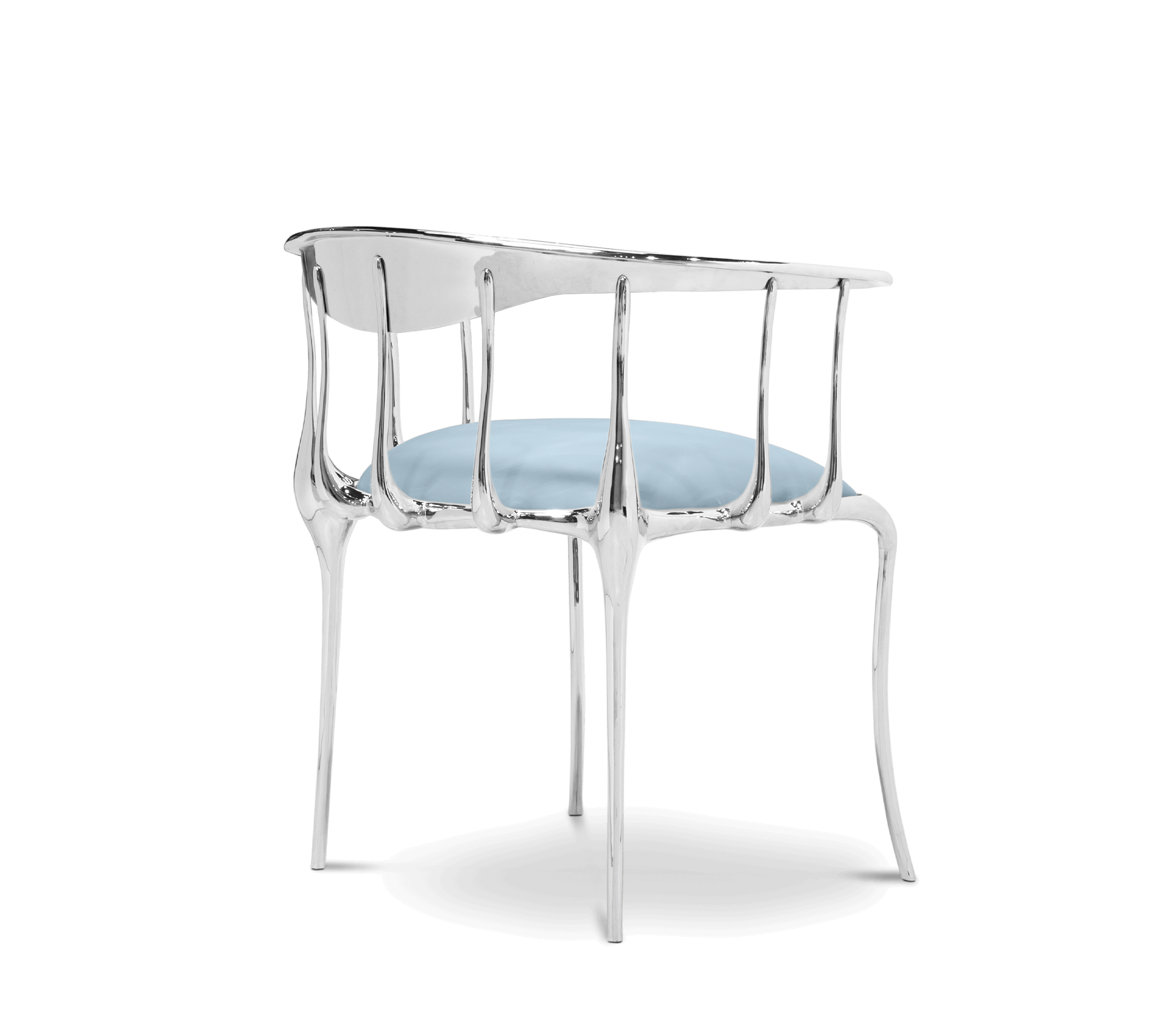Nº 11 Silver Polished Brass Surrealist Light Blue Dining Chair