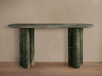 Serafin Natural Stone Entryway Console Table Vintage Style Hallway Entrance Table with Column Legs