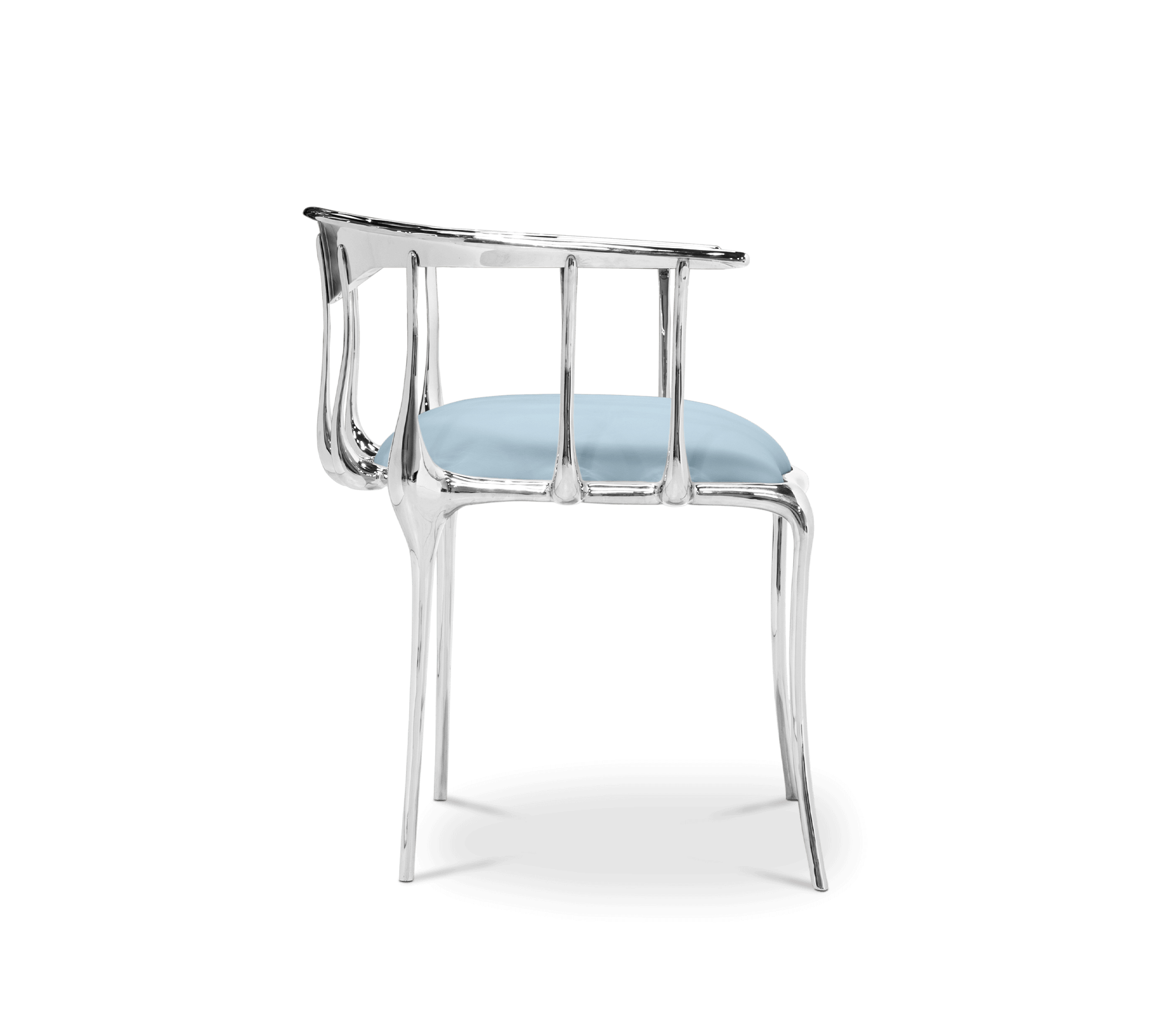 Nº 11 Silver Polished Brass Surrealist Light Blue Dining Chair