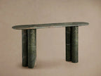 Serafin Natural Stone Entryway Console Table Vintage Style Hallway Entrance Table with Column Legs