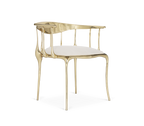 Nº 11 Cream Velvet Surrealist Polished Gold Dining Chair
