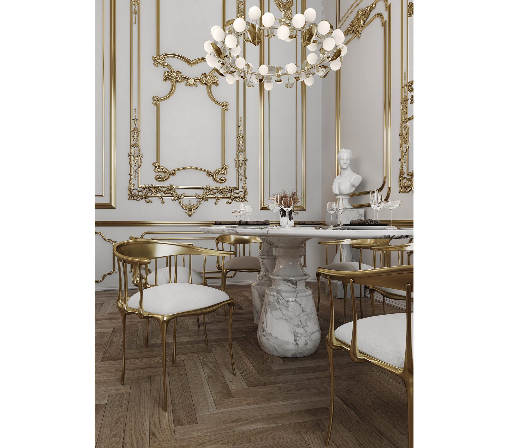 Nº 11 Satin Matte Gold Surrealist Dining Chair