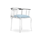 Nº 11 Silver Polished Brass Surrealist Light Blue Dining Chair