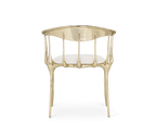 Nº 11 Cream Velvet Surrealist Polished Gold Dining Chair