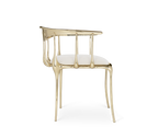 Nº 11 Cream Velvet Surrealist Polished Gold Dining Chair
