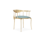 Nº 11 Light Blue Velvet Surrealist Polished Gold Dining Chair