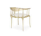 Nº 11 Cream Velvet Surrealist Polished Gold Dining Chair