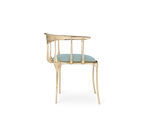 Nº 11 Light Blue Velvet Surrealist Polished Gold Dining Chair