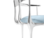 Nº 11 Silver Polished Brass Surrealist Light Blue Dining Chair