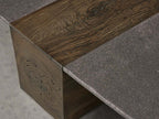 Nicco Coffee Table with Stone Top & Wood Base Living Room Center Tea Table Cocktail Table
