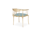 Nº 11 Light Blue Velvet Surrealist Polished Gold Dining Chair