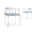 Nº 11 Silver Polished Brass Surrealist Light Blue Dining Chair