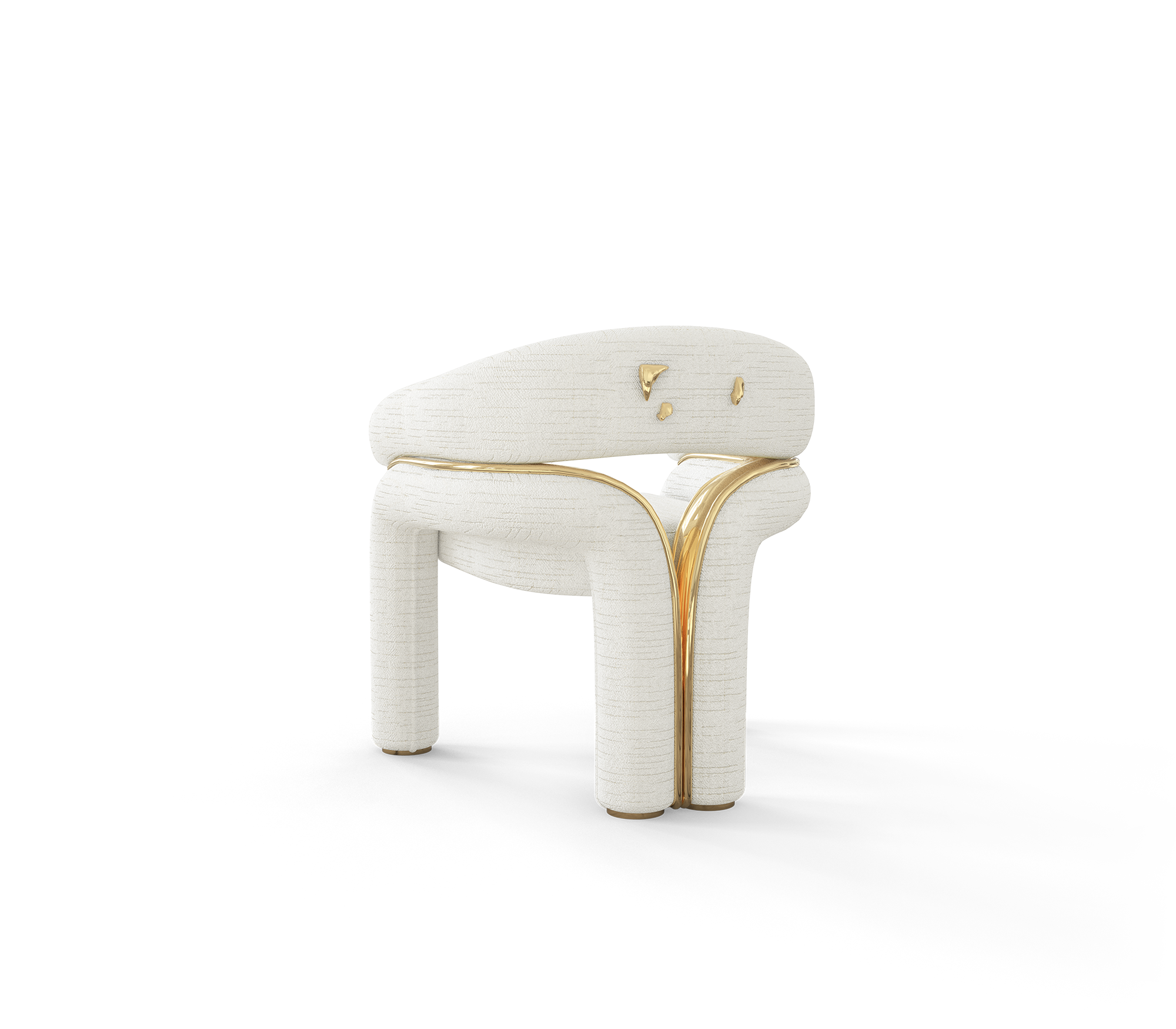 Elara Curved Sculptural Polished Brass Luxury Dining Chair