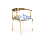 Nº 11 Azulejo Print Polished Brass Heritage Chair