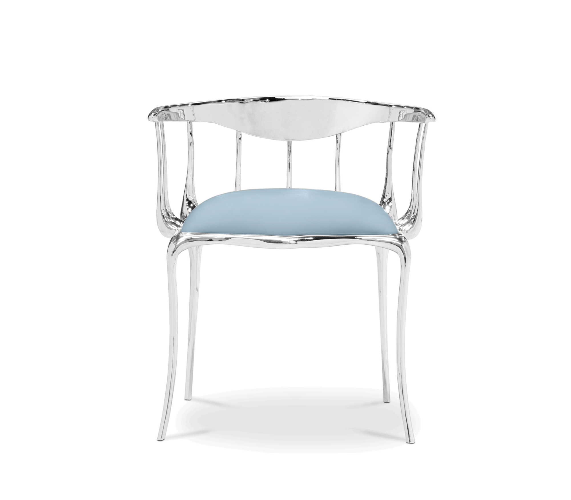 Nº 11 Silver Polished Brass Surrealist Light Blue Dining Chair