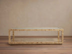 Corey Rectangle Coffee Table with Mappa Burl Wood & Glass Tabletop Sofa Center Tea Table Cocktail Table