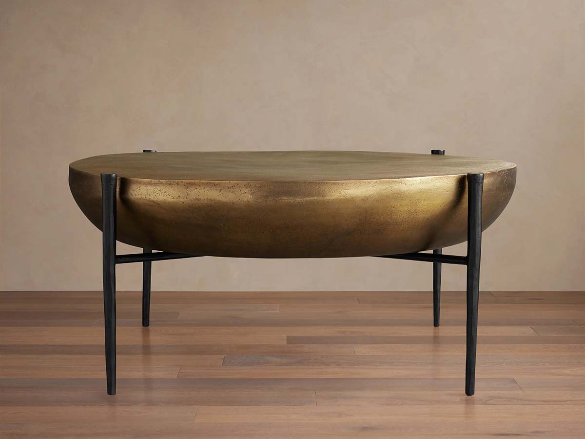 Donovan Coffee Table Cast Aluminum Metal Top Round Living Room Center Tea Table