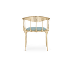Nº 11 Light Blue Velvet Surrealist Polished Gold Dining Chair