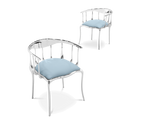 Nº 11 Silver Polished Brass Surrealist Light Blue Dining Chair