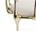 Nº 11 Cream Velvet Surrealist Polished Gold Dining Chair