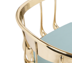 Nº 11 Light Blue Velvet Surrealist Polished Gold Dining Chair