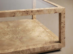 Corey Rectangle Coffee Table with Mappa Burl Wood & Glass Tabletop Sofa Center Tea Table Cocktail Table